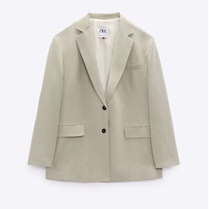 ZARA NWOT Oversized Vented Linen Bland Blazer